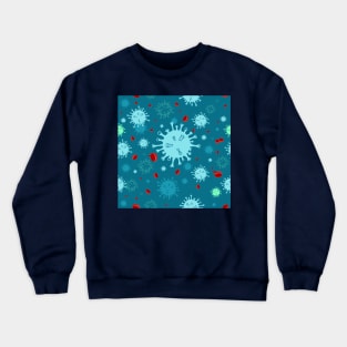 Seamless Pattern Turquoise Virus Disease Crewneck Sweatshirt